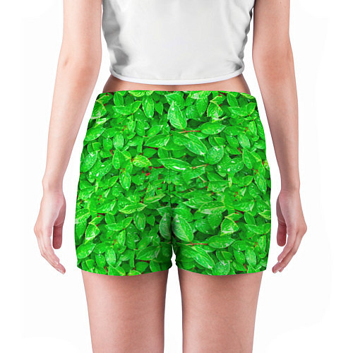 Женские шорты Зелёные листья - текстура / 3D-принт – фото 4