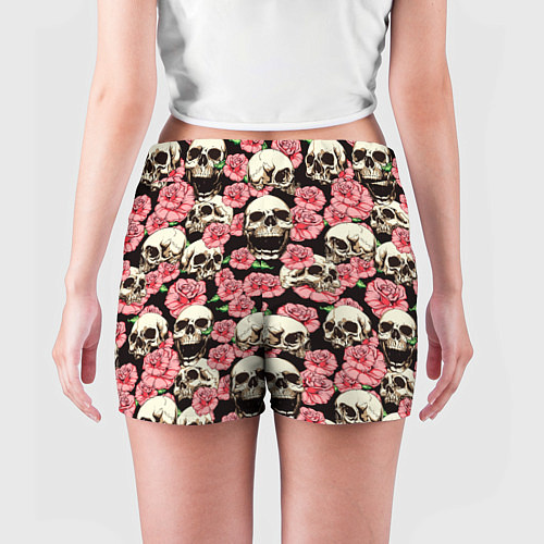 Женские шорты Розы с черепами / 3D-принт – фото 4