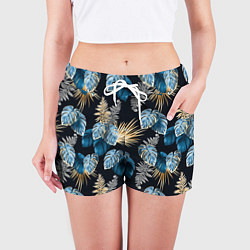 Шорты женские Свет неоновых листьев, цвет: 3D-принт — фото 2