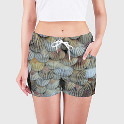 Шорты женские Морские ракушки - паттерн, цвет: 3D-принт — фото 2