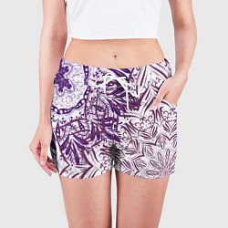Шорты женские Фиолетовые мандалы, цвет: 3D-принт — фото 2
