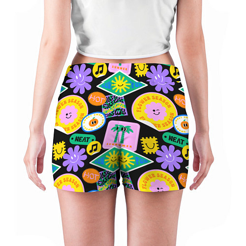 Женские шорты Летние наклейки pop-art паттерн / 3D-принт – фото 4