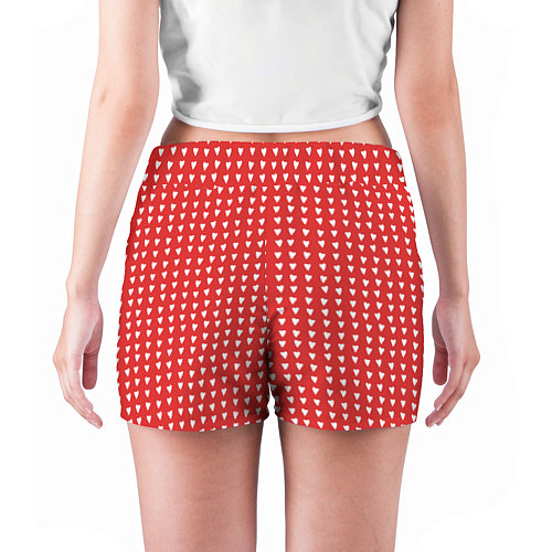 Женские шорты Красные сердечки паттерн / 3D-принт – фото 4