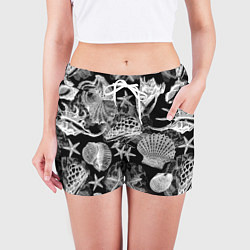 Шорты женские Композиция из ракушек, кораллов и морских звёзд, цвет: 3D-принт — фото 2
