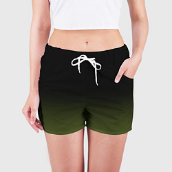 Шорты женские Черный и хвойный зеленый градиент, цвет: 3D-принт — фото 2