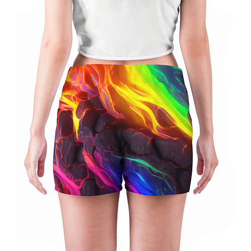 Женские шорты Neon rainbow lava / 3D-принт – фото 4