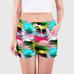 Шорты женские Абстрактный многоцветный неоновый узор, цвет: 3D-принт — фото 2