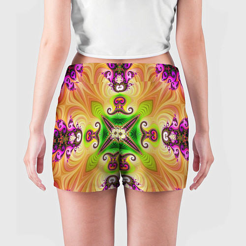 Женские шорты Яркий фрактальный узор / 3D-принт – фото 4