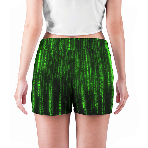 Женские шорты Двоичный код зеленый / 3D-принт – фото 4