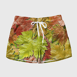 Шорты женские Осенние листья клёна - паттерн, цвет: 3D-принт