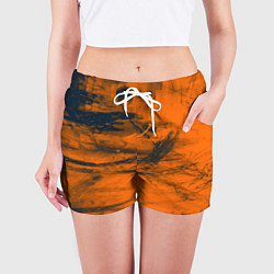 Шорты женские Абстрактная оранжевая поверхность и чёрные тени, цвет: 3D-принт — фото 2