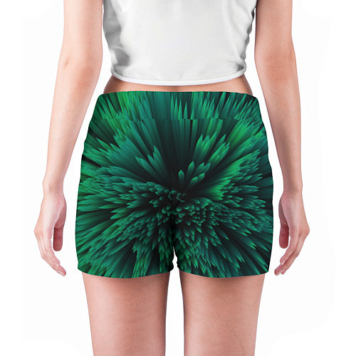 Женские шорты Объёмные острые зелёные фигуры / 3D-принт – фото 4
