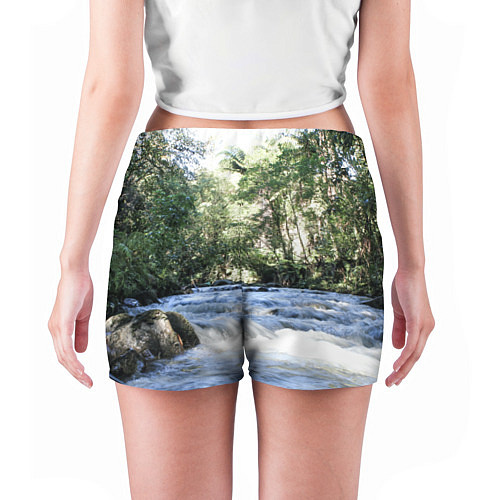 Женские шорты Течёт река в лесу / 3D-принт – фото 4