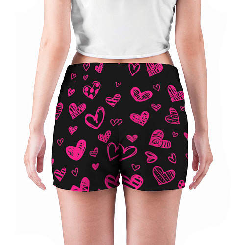 Женские шорты Розовые сердца / 3D-принт – фото 4