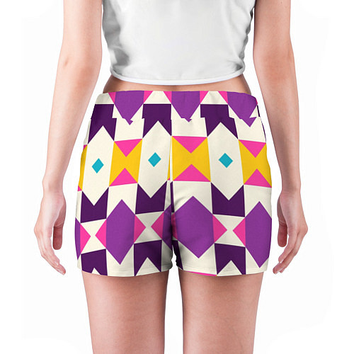 Женские шорты Геометрический цветной орнамент / 3D-принт – фото 4