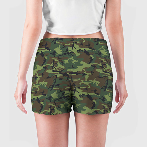 Женские шорты Камуфляж лес - мелкий / 3D-принт – фото 4
