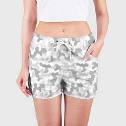 Шорты женские Камуфляж цифра светло-серый крупный, цвет: 3D-принт — фото 2