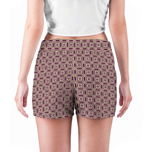 Женские шорты Большие и маленькие фиолетовые квадраты / 3D-принт – фото 4