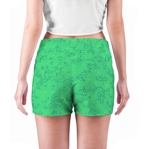 Женские шорты Мраморный зеленый яркий узор / 3D-принт – фото 4