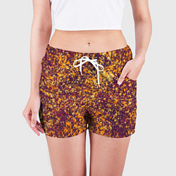 Шорты женские Текстура Абстракция фиолетово-золотая, цвет: 3D-принт — фото 2