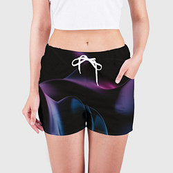 Шорты женские Абстрактные фиолетовые волны, цвет: 3D-принт — фото 2