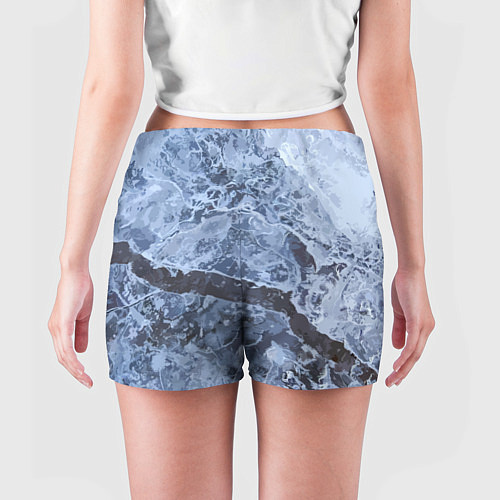 Женские шорты Лёд - зимняя текстура / 3D-принт – фото 4