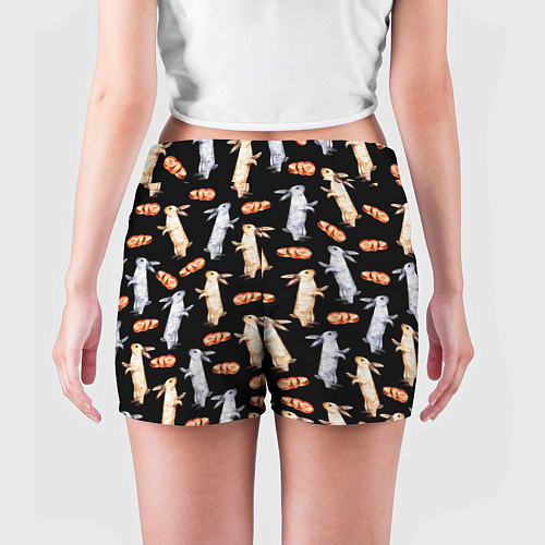 Женские шорты Акварельные кролики / 3D-принт – фото 4