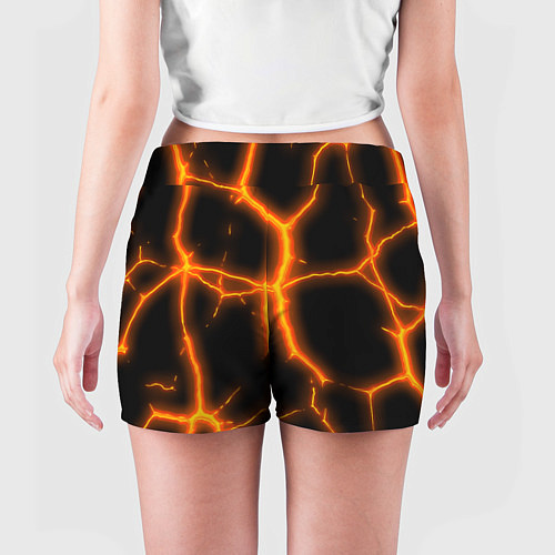 Женские шорты Оранжевые неоновые трещины / 3D-принт – фото 4