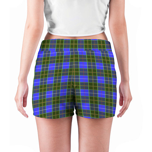 Женские шорты Ткань Шотландка сине-зелёная / 3D-принт – фото 4