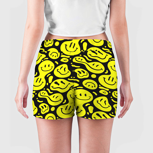 Женские шорты Кислотный желтый смайлик / 3D-принт – фото 4