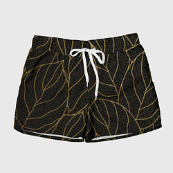 Шорты женские Золотые листья градиент, цвет: 3D-принт
