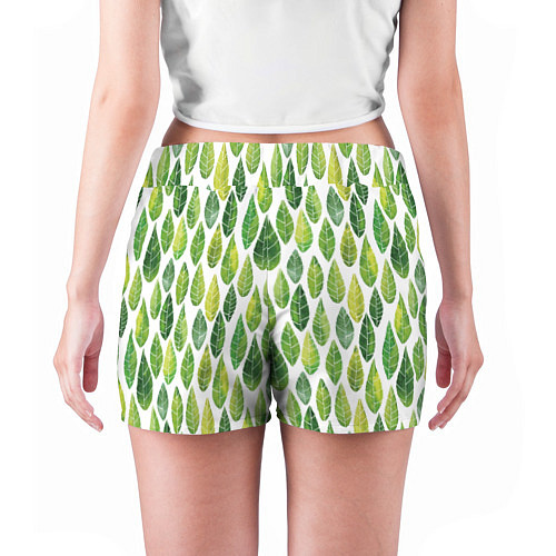 Женские шорты Акварельные листья / 3D-принт – фото 4