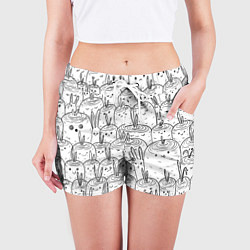 Шорты женские Раскраска кролики в морковном поле, цвет: 3D-принт — фото 2