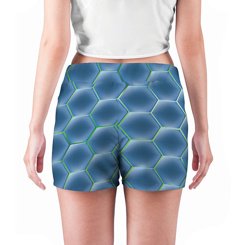 Женские шорты Синии шестигранники / 3D-принт – фото 4