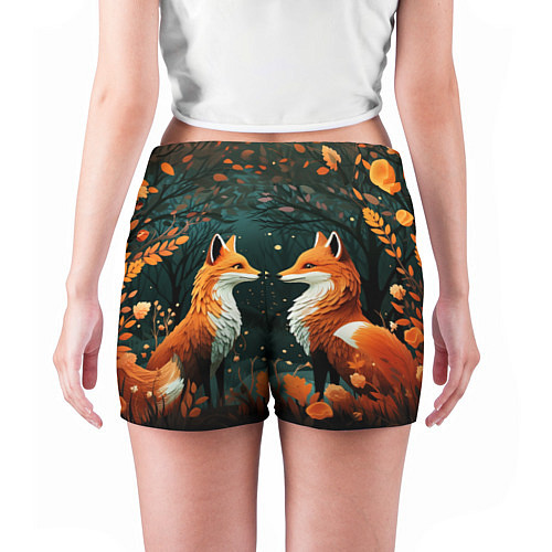 Женские шорты Две лисоньки в стиле Folk Art / 3D-принт – фото 4