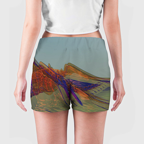 Женские шорты Волнообразные разноцветные музыкальные линии / 3D-принт – фото 4