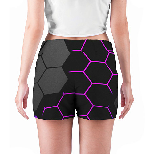 Женские шорты Крупные неоновые соты / 3D-принт – фото 4