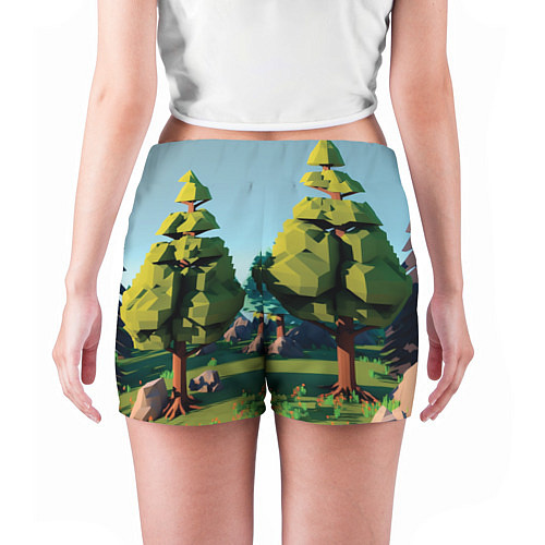 Женские шорты Воксельный лес / 3D-принт – фото 4