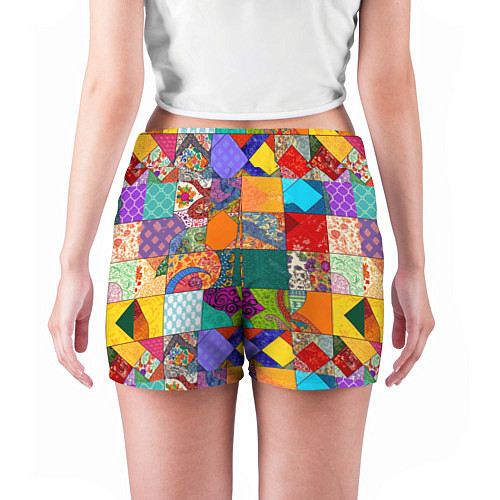 Женские шорты Разноцветные лоскуты / 3D-принт – фото 4