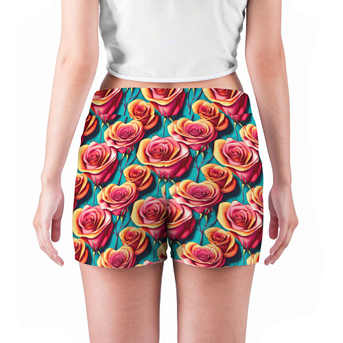 Женские шорты Паттерн с розами / 3D-принт – фото 4