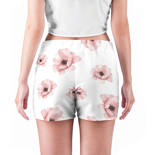 Женские шорты Цветок сакуры на белом фоне / 3D-принт – фото 4