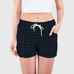 Шорты женские Синие клетки, цвет: 3D-принт — фото 2