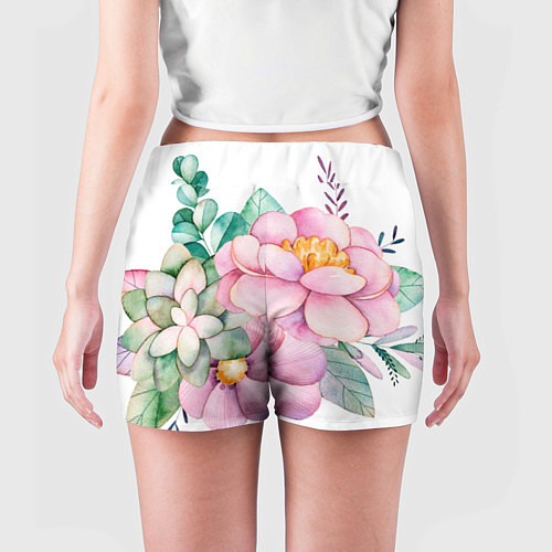 Женские шорты Пастельные цветы - посередине / 3D-принт – фото 4
