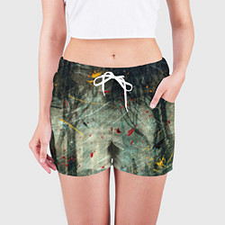Шорты женские Абстрактные листья, краски и тени, цвет: 3D-принт — фото 2