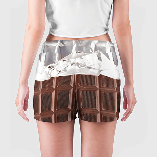 Женские шорты Темная плитка шоколада в обертке / 3D-принт – фото 4