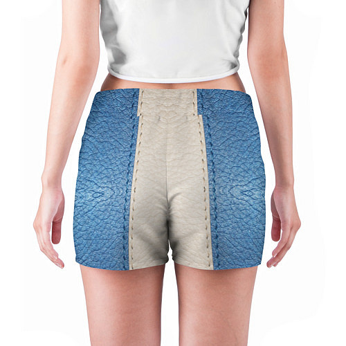 Женские шорты Кожа синяя белая / 3D-принт – фото 4