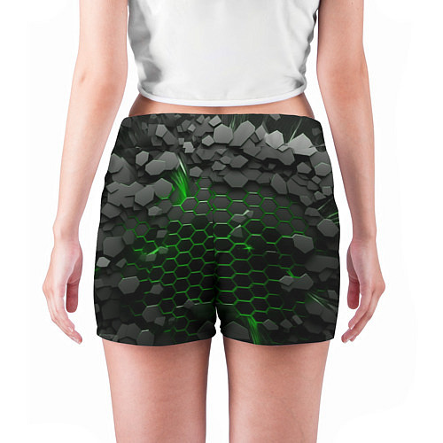 Женские шорты Взрыв зеленых плит / 3D-принт – фото 4