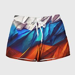 Женские шорты Российский флаг на скале