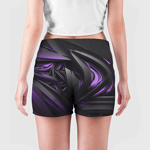 Женские шорты Черно-фиолетовые объекты / 3D-принт – фото 4