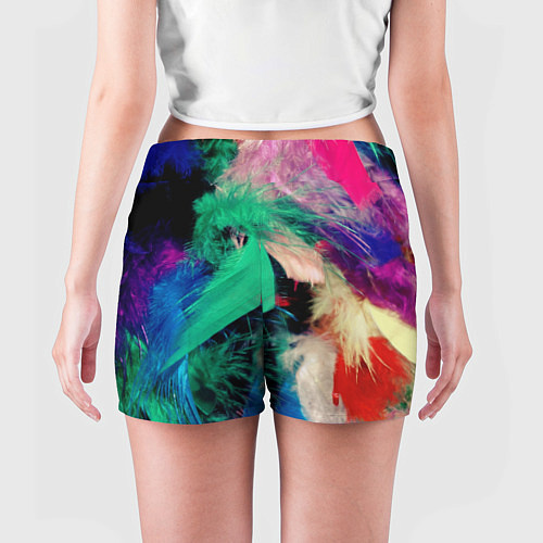 Женские шорты Неоновые перья павлина / 3D-принт – фото 4